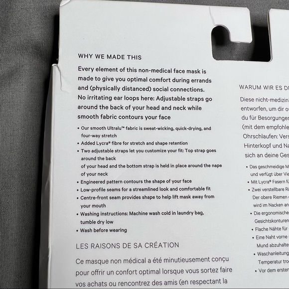 Lululemon Double Strap Face Mask NWT Unopened/Unused *BRAND NEW* (VNTM) - Picture 9 of 9